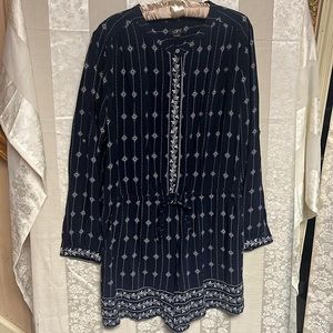 Loft Ann Taylor Women Long Sleeve Shorts Jumper Romper Dark Navy White Size Lg
